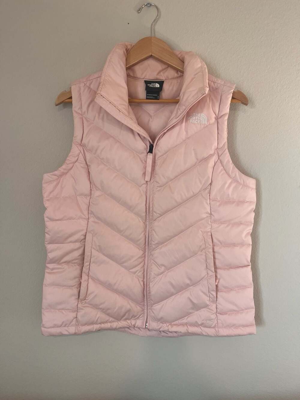 THE NORTH FACE 550 SPORT QUILT DOWN PUFFER, PASTEL PINK VEST, womans Medium